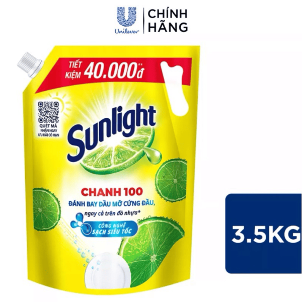 104SUNLIGHT Nước Rửa Chén Chanh túi 3.5kg/4 túi