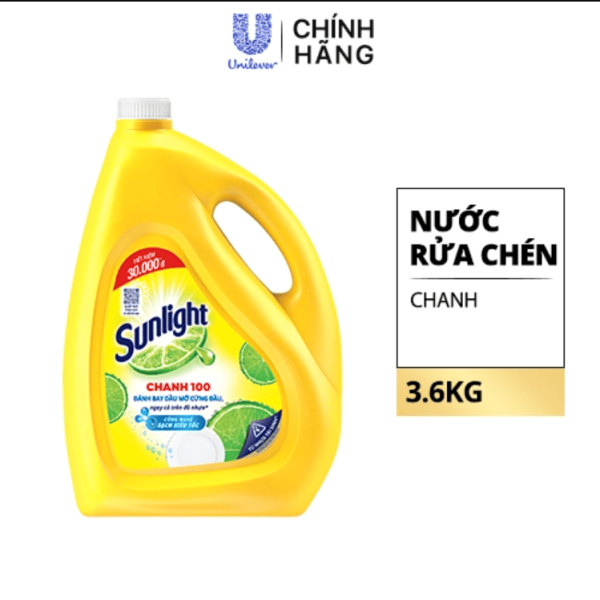 104SUNLIGHT Nước Rửa Chén Chanh Mới 3.6kg/3 can