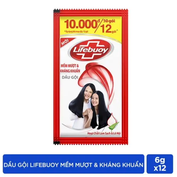 107LFB LIFEBUOY Dầu Gội Mềm Mượt Kháng Khuẩn (Đỏ) 6gx12/84 Dây