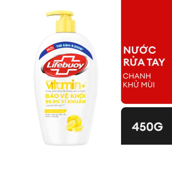 107LFB LIFEBUOY NướcRửaTay Chanh KhửMùi(Vàng)450g(1+thẻ cào)/12bộ