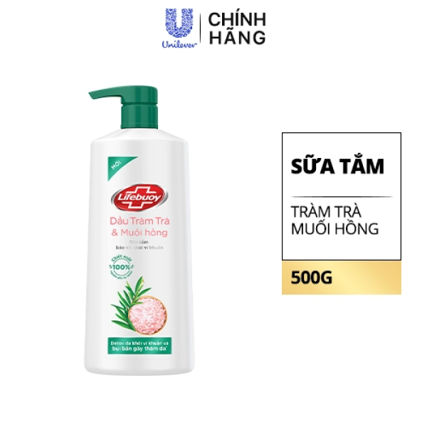 107LIFEBUOY Sữa Tắm Tràm Trà Muối Hồng 500g/12 chai
