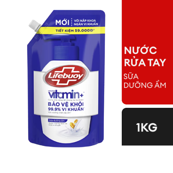 107LFB LIFEBUOY Nước Rửa Tay Vitamin Sữa Dưỡng Ẩm 1kg/12 túi