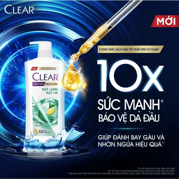 109CLEAR dầu gội mát lạnh bạc hà 630g/8-Chai