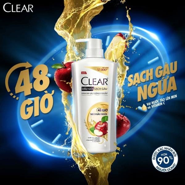 109CLEAR dầu gội 48 giờ sạch gàu ngứa 630g/8-Chai