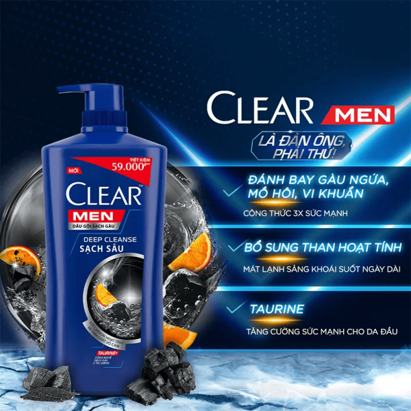 109CLEAR men dầu gội mềm sạch sâu 630g/8-Chai