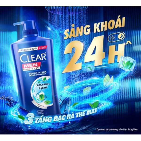 109CLEAR MEN DG Mát Lạnh Bạc Hà 630g (1+1DG HNH Gỗ 140g)/8 Bộ