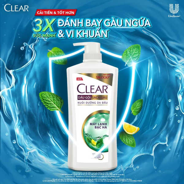 109CLEAR dầu gội mát lạnh bạc hà 880g/8-Chai