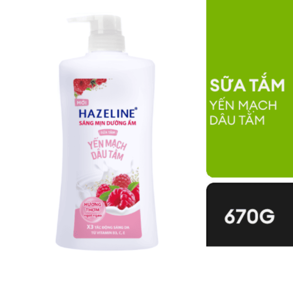 113HAZELINE Sữa Tắm Yến Mạch Dâu Tằm (Hồng) 670g/8-Chai