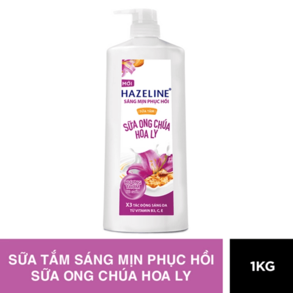 113HAZELINE Sữa Tắm Sữa Ong Chúa Hoa Ly (Tím) 1kg /12-Chai