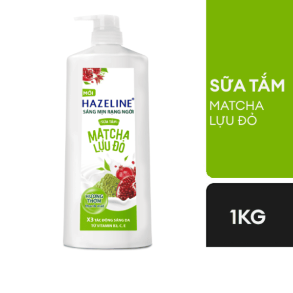 113HAZELINE Sữa Tắm Matcha Lựu Đỏ (Xanh) 1kg/12-Chai