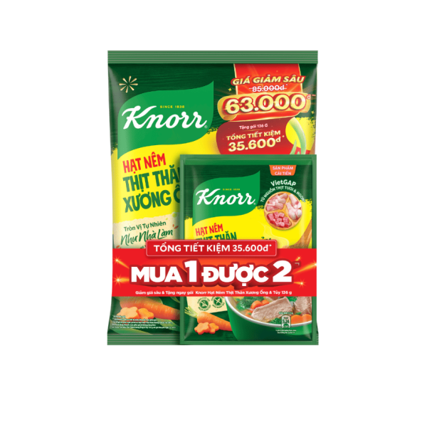 824KNORR Hạt Nêm Từ Thịt 900g (1+1KNORR 136g) Tết 25/8 bộ