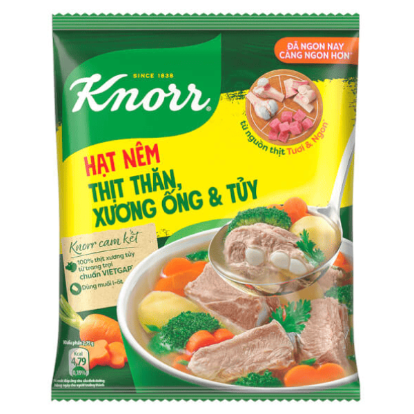 824KNORR Hạt Nêm Từ Thịt 900g (1+1Đường 500g)/8 bộ