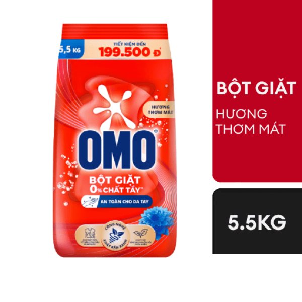 101OMO Bột Giặt Thơm Mát 5.5kg(1+1Omo Nước Giặt 412g)/2 bộ