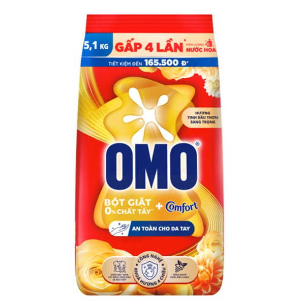 101OMO  Bột Giặt TDT SangTrọng 5.1kg(1+1Omo Nước Giặt 412g)/2 bộ