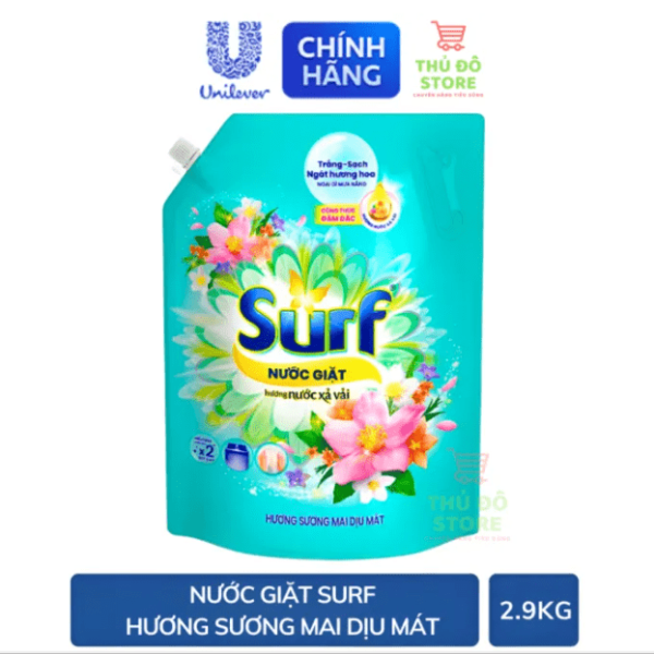 102SURF NướcGiặt HSM DịuMát 2.9Kg (1+1 SURF NG T.Nhiên350g)/3 Bộ