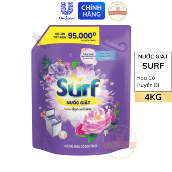 102SURF N.Giặt Hoa Cỏ Huyền Bí 3.6Kg (1+1 SURF T.Nhiên350g)/4 Bộ
